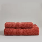 JUEGO DE TOALLA Y TOALLON PESADO ROJO LADRILLO
