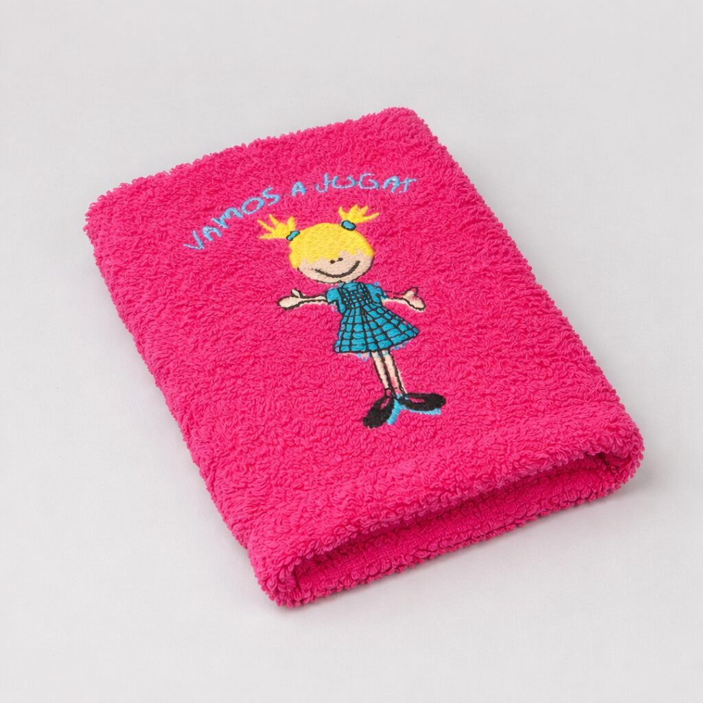 hotpink TOALLA DE VISITA BORDADA NENA HOT PINK - Imagen 1
