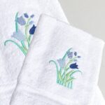 JUEGO DE TOALLA Y TOALLON BORDADO TULIPAN  AZUL - Imagen 2